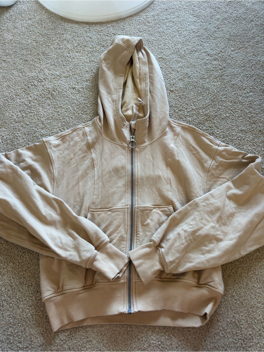 Lululemon Women's beige zip-up hooded sweatshirt